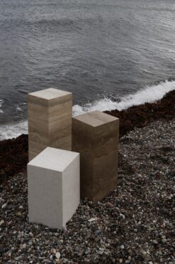 Pedestals Silo 90 Silo 70 and Silo 50 in Travertine and Botticino marble