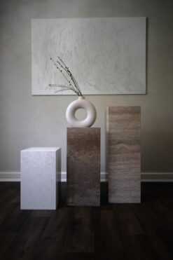 Pedestals Silo 90 Silo 70 and Silo 50 in Travertine and Botticino marble
